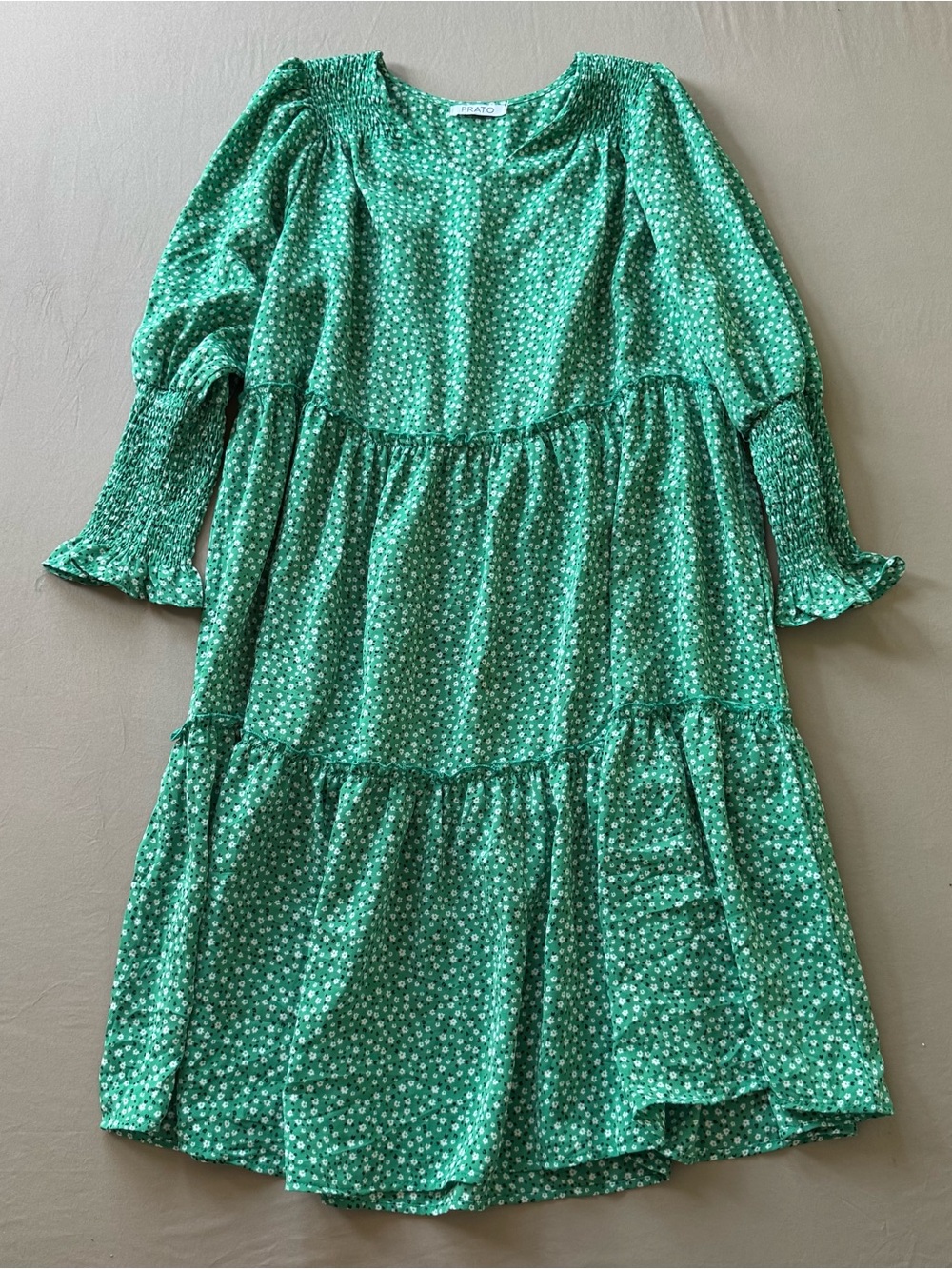 Prato Ditsy Floral Tiered Midi Peasant Dress